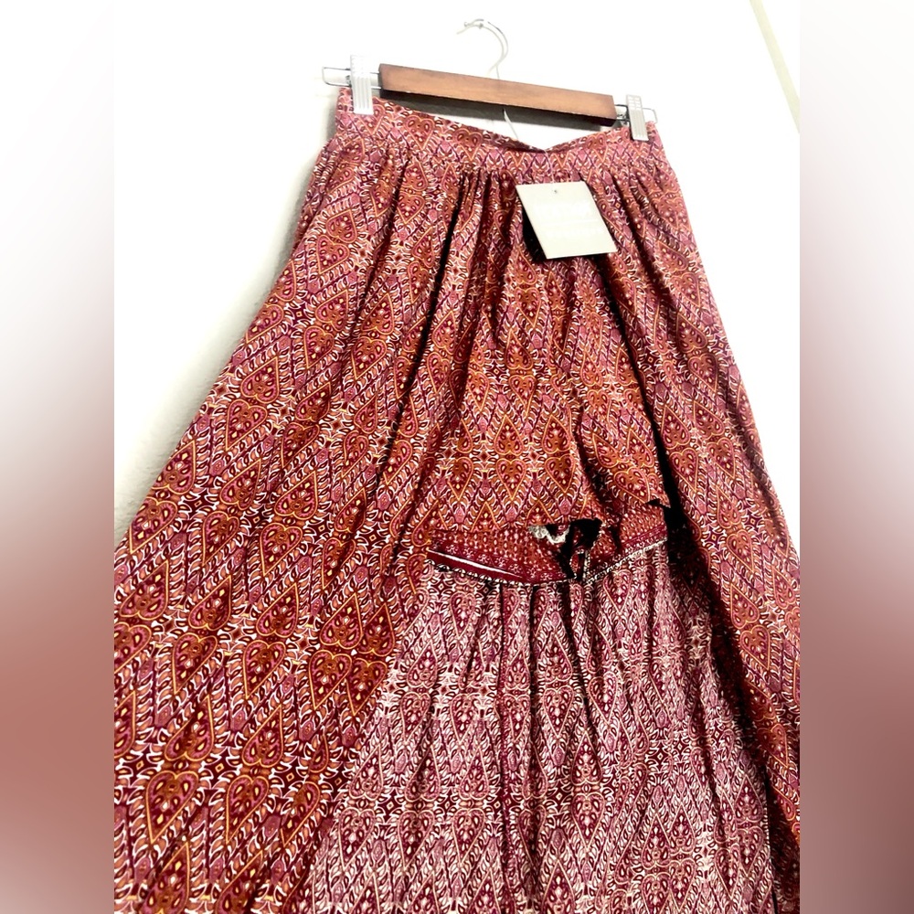 NWT Rumor Women's Bohemian Printed Maxi Skirt - Pink & Brown